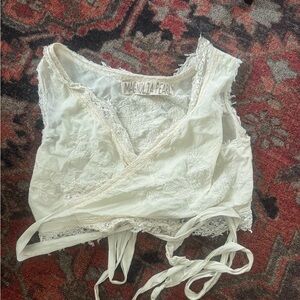 Magnolia Pearl Wrap Top with angel print